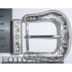 Klamra western + szlufka 485 nikiel połysk do paska 38mm (id: 1762)